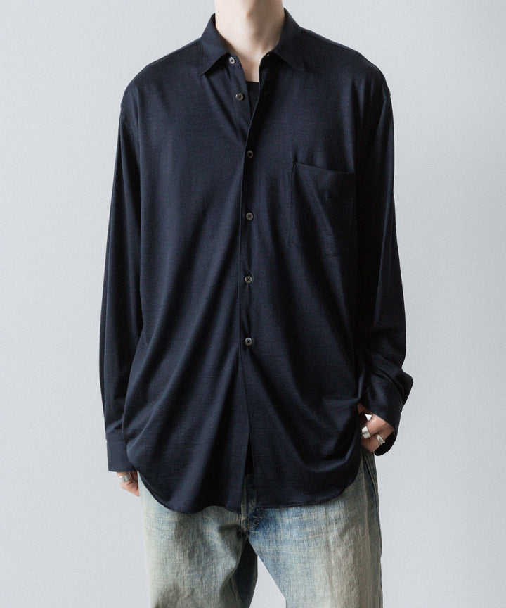 INTÉRIM インテリムのEXTRA FINE MERINO WOOL JERSEY L/S REGULAR COLLAR SHIRTのD.NAVY公式通販サイトsession福岡セレクトショップ