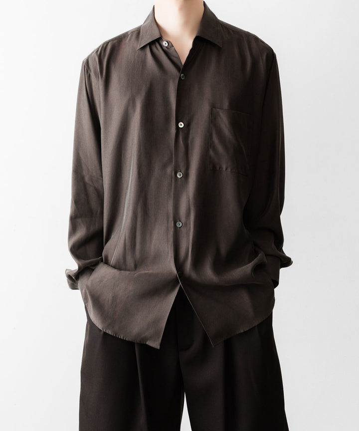 【ssstein】CUPRO TWILL OVERSIZED LS SHIRT - DARK BROWN
