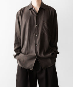 ssstein / シュタイン】CUPRO TWILL OVERSIZED LS SHIRT - DARK BROWN