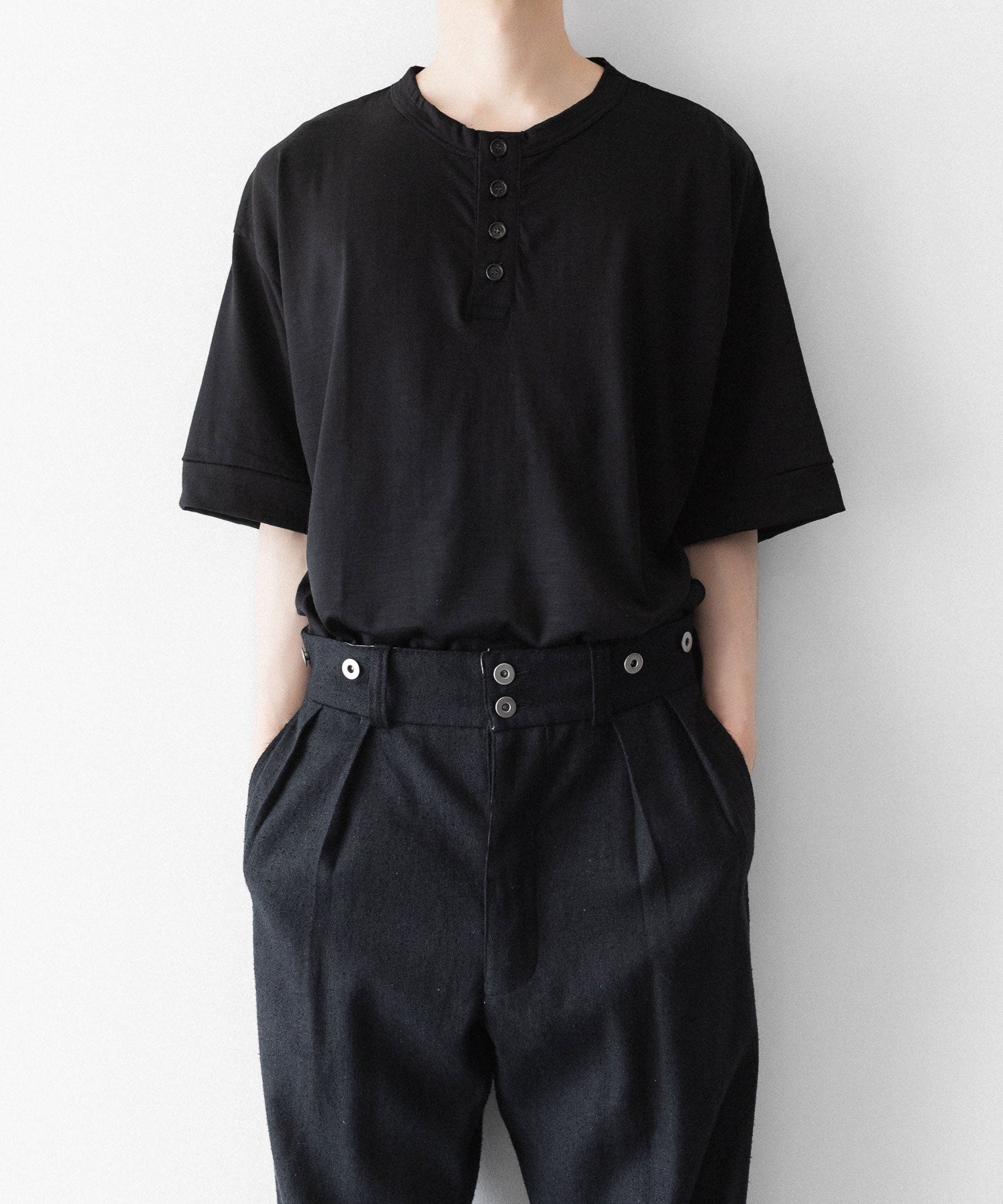 美品 INTÉRIM FINE MERINO WOOL JERSEY HENRY INTÉRIM/インテリム】 EXTRA FINE MERINO WOOL JERSEY HENRY OVER S/S