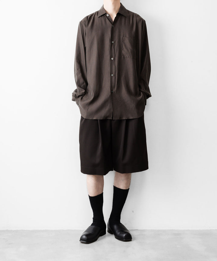 【ssstein】CUPRO TWILL OVERSIZED LS SHIRT - DARK BROWN