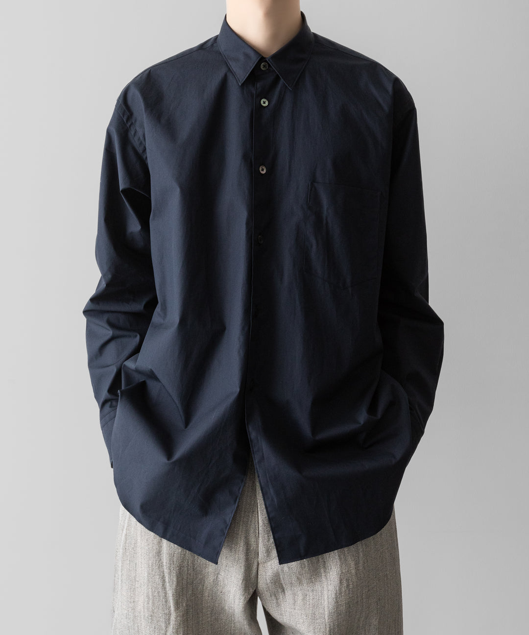 INTÉRIM(インテリム)のVINTAGE COTTON POPLIN L/S REGULAR COLLAR SHIRT - D.BLUEの公式通販サイトsession福岡セレクトショップ