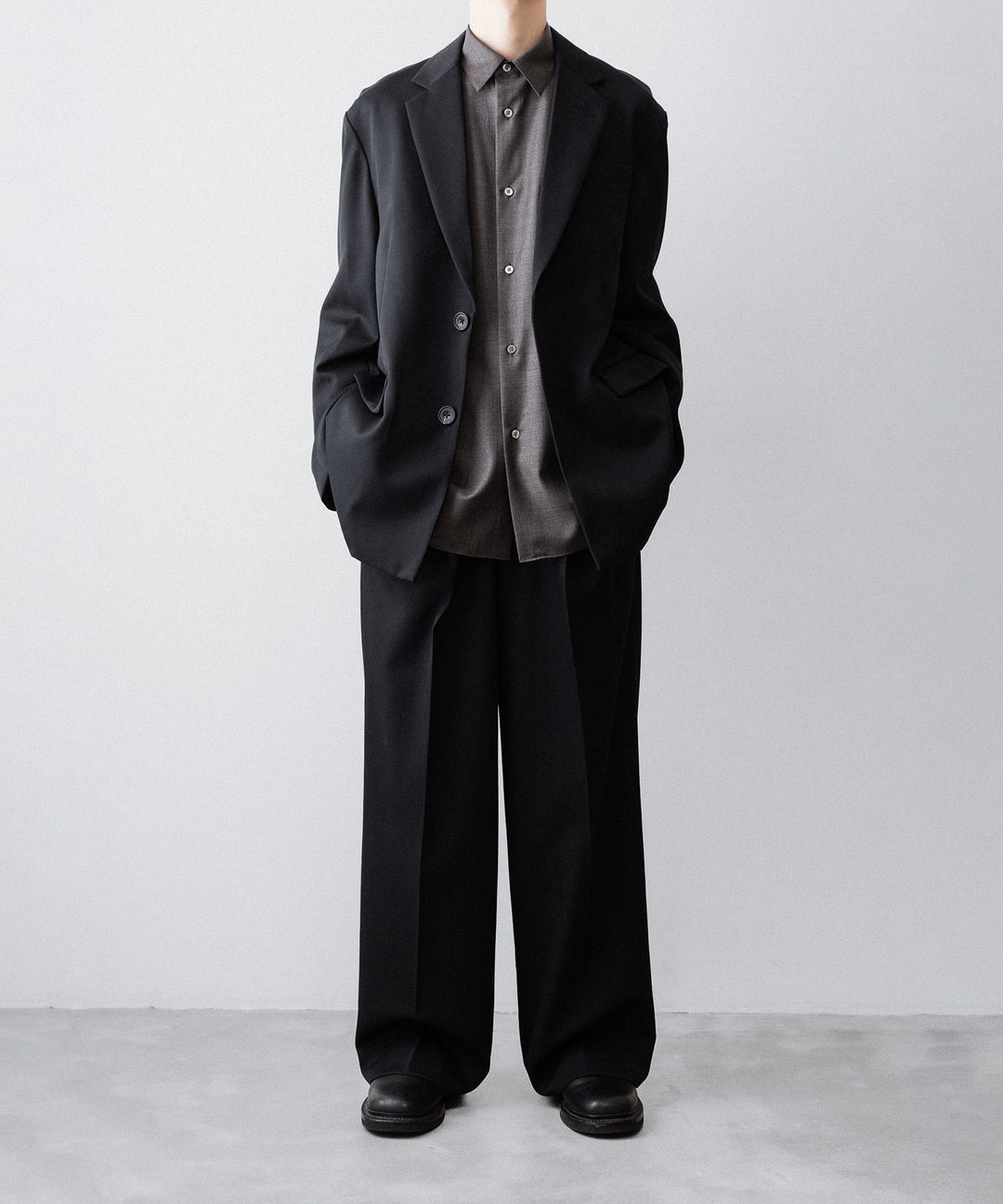 ssstein(シュタイン)のEXTRA FINE WOOL OVERSIZED REGULAR COLLAR SHIRT - BROWN GREYの公式通販サイトsession福岡セレクトショップ