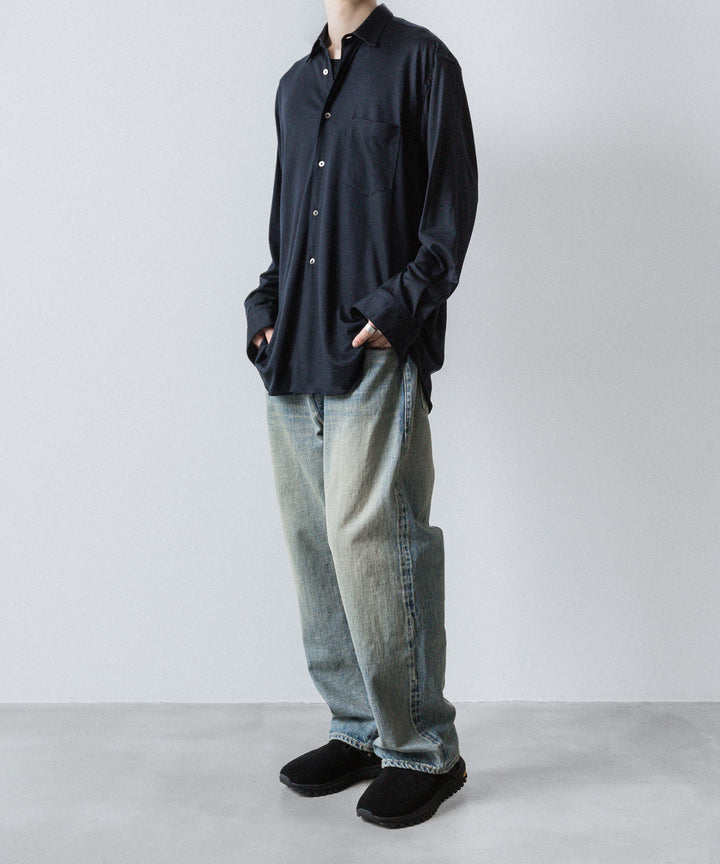 INTÉRIM インテリムのEXTRA FINE MERINO WOOL JERSEY L/S REGULAR COLLAR SHIRTのD.NAVY公式通販サイトsession福岡セレクトショップ