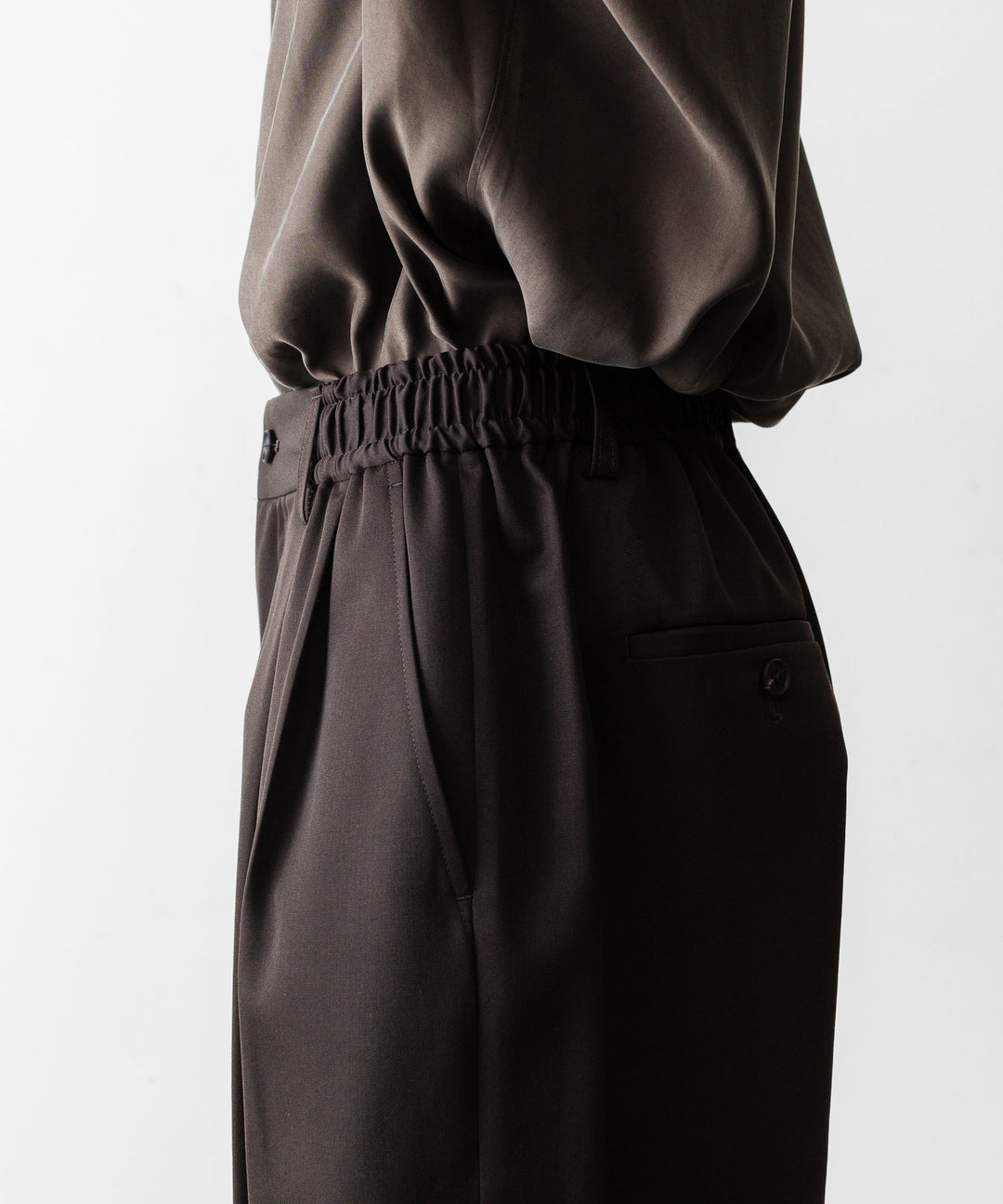 【ssstein】 WIDE EASY SHORT TROUSERS - DARK BROWN