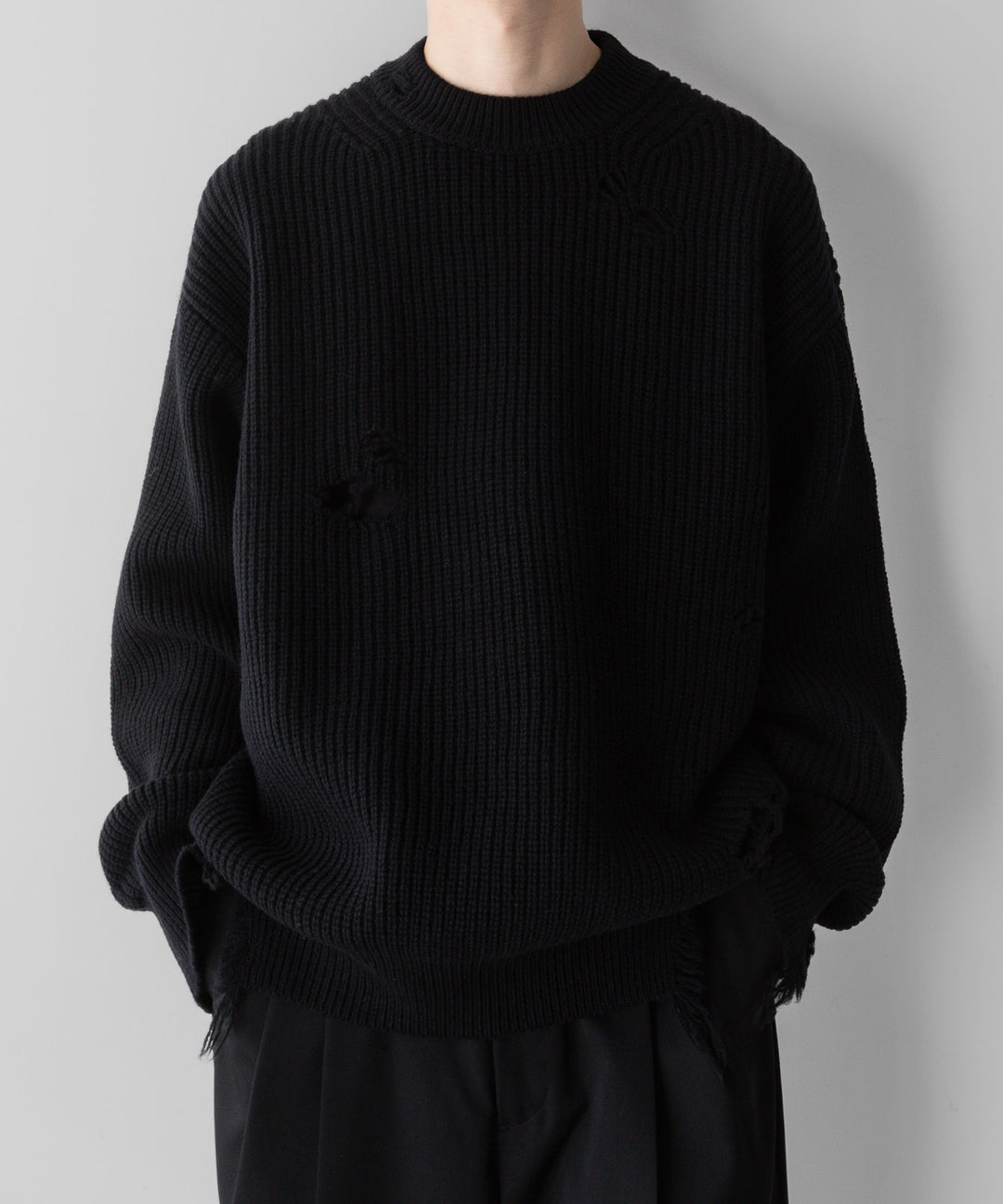 stein(シュタイン)の24SSコレクションMILLED DAMAGE KNIT LSのBLACK 公式通販サイトsession福岡セレクトショップ