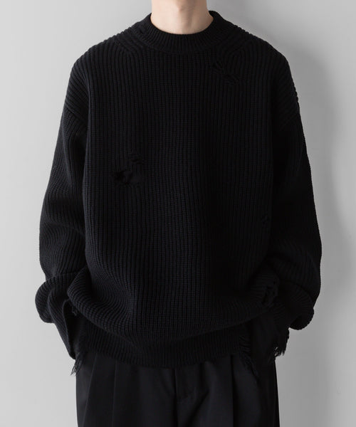 stein / シュタイン】MILLED DAMAGE KNIT LS - BLACK | 公式通販サイト