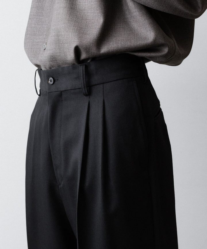 ssstein(シュタイン)のLONG WIDE TROUSERS (2/60 WOOL GABARDINE) - BLACKの公式通販サイトsession福岡セレクトショップ