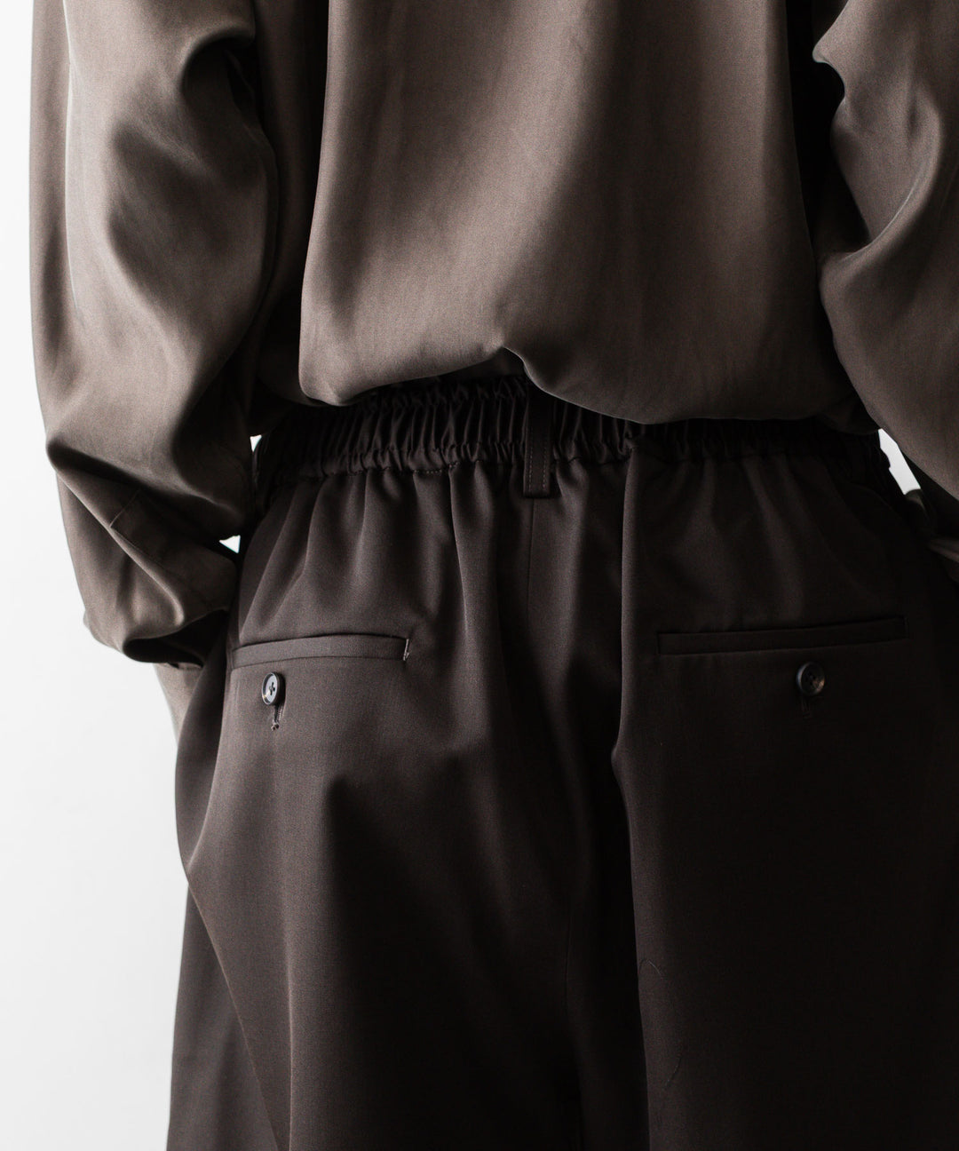 【ssstein】 WIDE EASY SHORT TROUSERS - DARK BROWN
