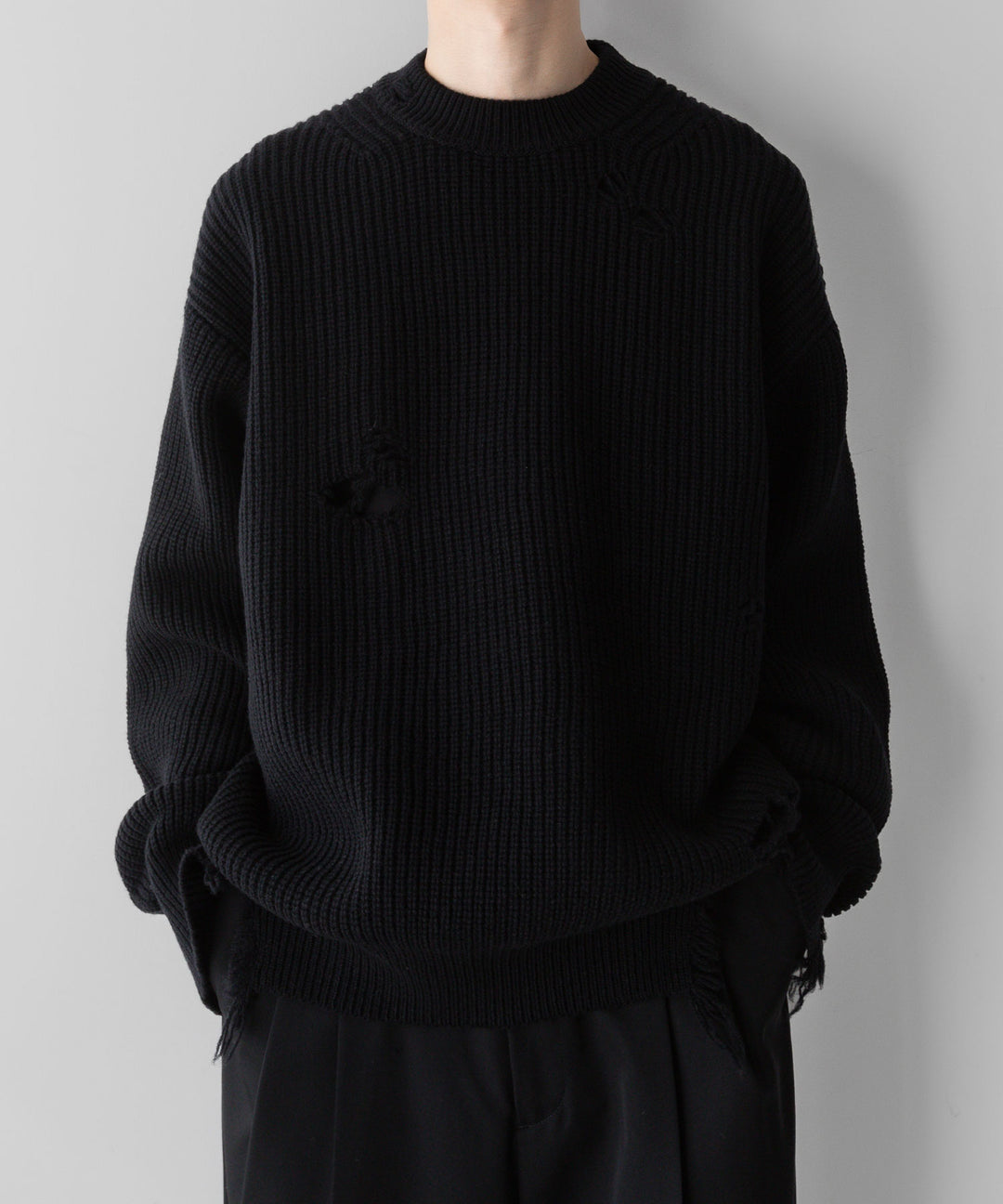 stein(シュタイン)の24SSコレクションMILLED DAMAGE KNIT LSのBLACK 公式通販サイトsession福岡セレクトショップ