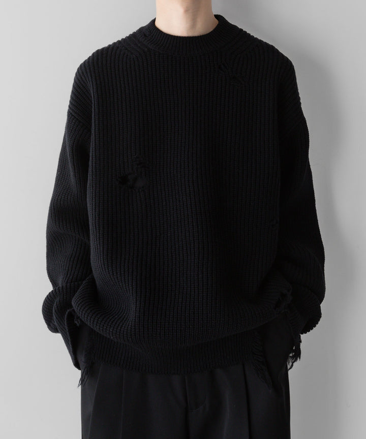 stein(シュタイン)の24SSコレクションMILLED DAMAGE KNIT LSのBLACK 公式通販サイトsession福岡セレクトショップ