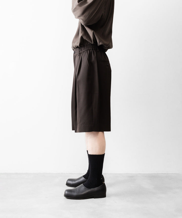 【ssstein】 WIDE EASY SHORT TROUSERS - DARK BROWN