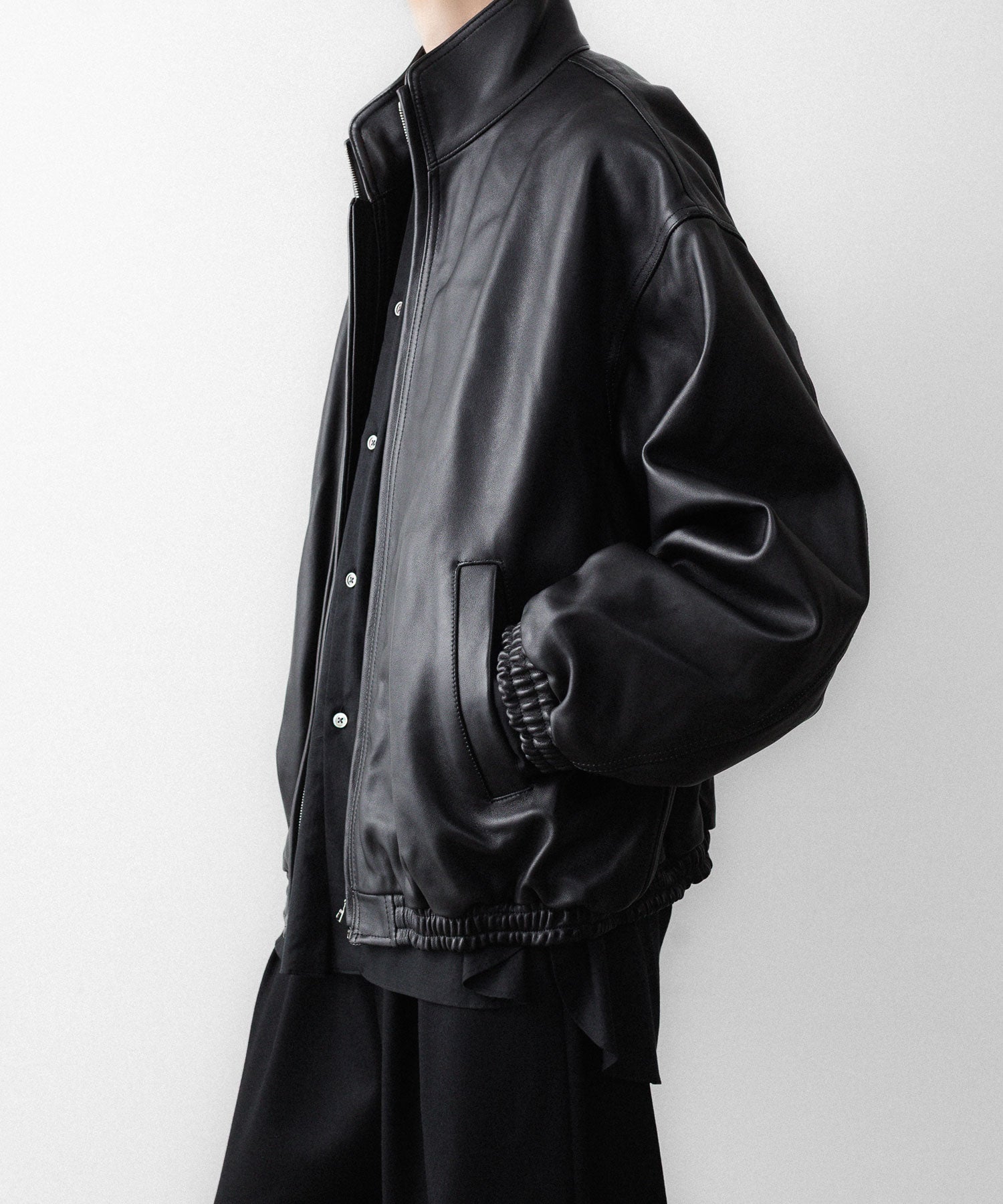 ssstein / シュタイン】SHEEP LEATHER STAND COLLAR JACKET - BLACK