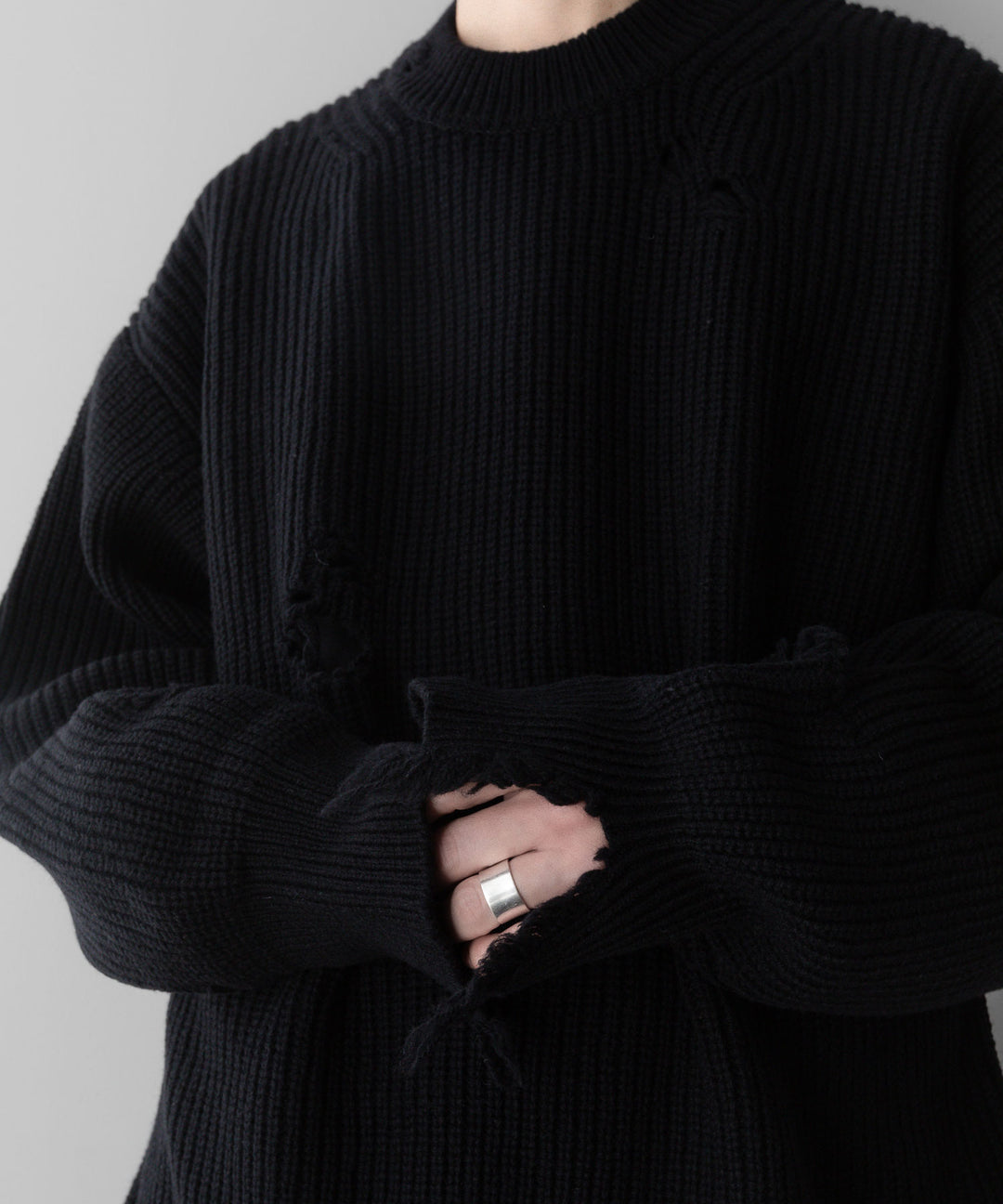 stein(シュタイン)の24SSコレクションMILLED DAMAGE KNIT LSのBLACK 公式通販サイトsession福岡セレクトショップ