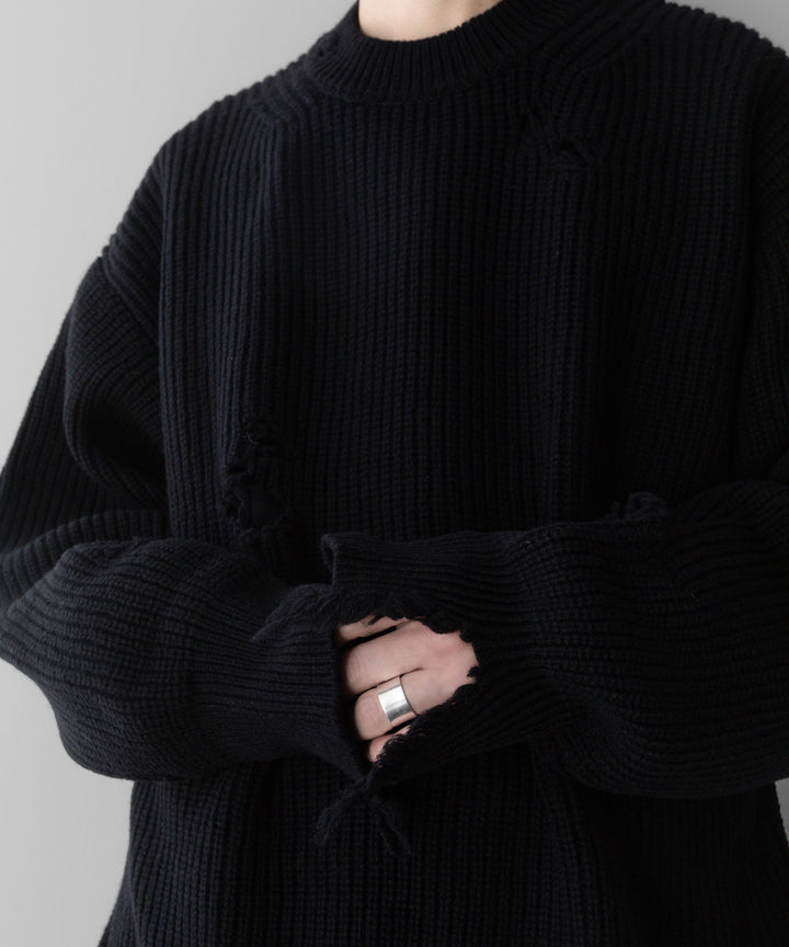 stein(シュタイン)の24SSコレクションMILLED DAMAGE KNIT LSのBLACK 公式通販サイトsession福岡セレクトショップ