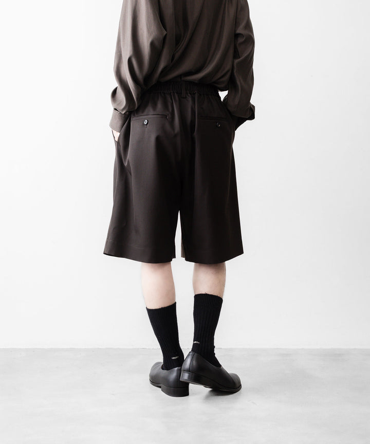 【ssstein】 WIDE EASY SHORT TROUSERS - DARK BROWN
