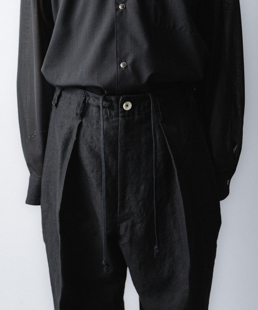 phebus- フィーバスのWOOL LINEN WIDE TAPERED PANTSのBLACK公式通販サイトsession福岡セレクトショップ