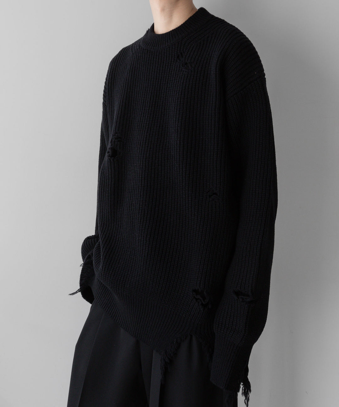 stein(シュタイン)の24SSコレクションMILLED DAMAGE KNIT LSのBLACK 公式通販サイトsession福岡セレクトショップ