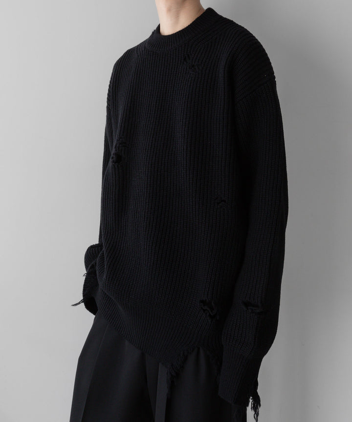 stein(シュタイン)の24SSコレクションMILLED DAMAGE KNIT LSのBLACK 公式通販サイトsession福岡セレクトショップ