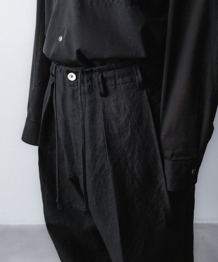 phebus- フィーバスのWOOL LINEN WIDE TAPERED PANTSのBLACK公式通販サイトsession福岡セレクトショップ