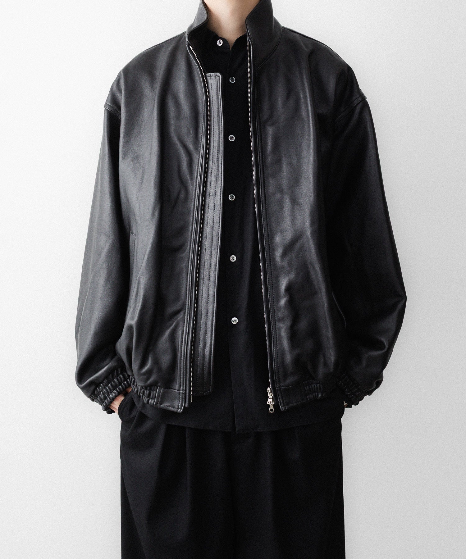 ssstein / シュタイン】SHEEP LEATHER STAND COLLAR JACKET - BLACK