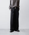 【ssstein】 LONG WIDE TROUSERS (2/60 WOOL GABARDINE) - BLACK