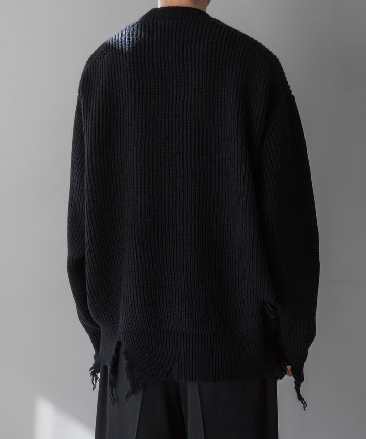stein(シュタイン)の24SSコレクションMILLED DAMAGE KNIT LSのBLACK 公式通販サイトsession福岡セレクトショップ