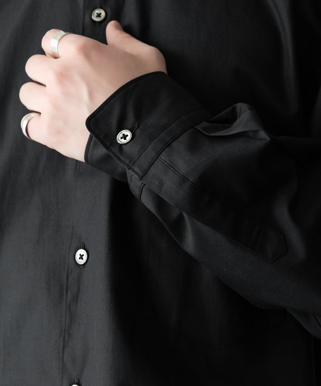 【INTÉRIM】    VINTAGE COTTON POPLIN L/S REGULAR COLLAR SHIRT - BLACK