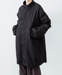 ANTHEM A / アンセムエー】NYLON COTTON MILITARY OVER COAT - BLACK
