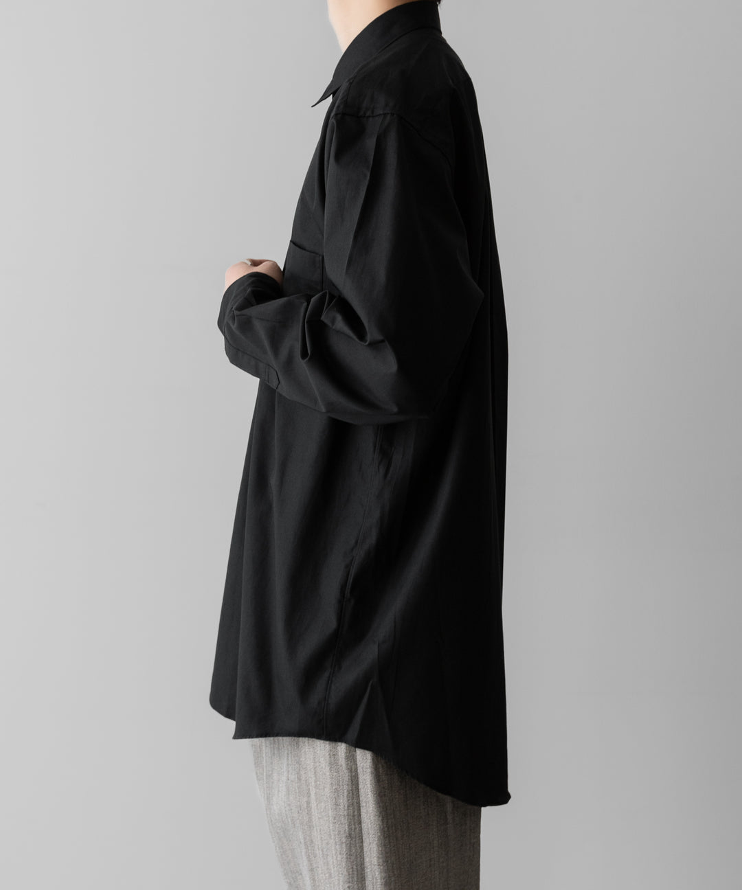 【INTÉRIM】    VINTAGE COTTON POPLIN L/S REGULAR COLLAR SHIRT - BLACK