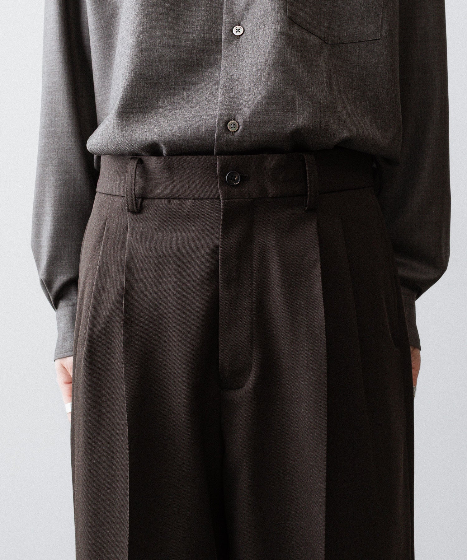 ssstein / シュタイン】LONG WIDE TROUSERS (2/60 WOOL GABARDINE