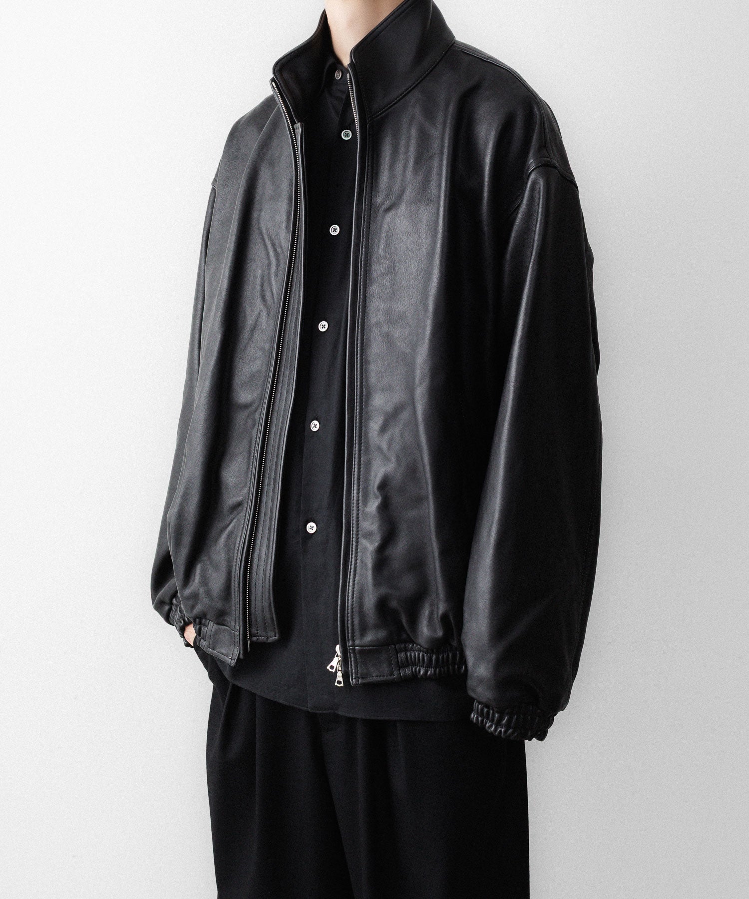 ssstein / シュタイン】SHEEP LEATHER STAND COLLAR JACKET - BLACK