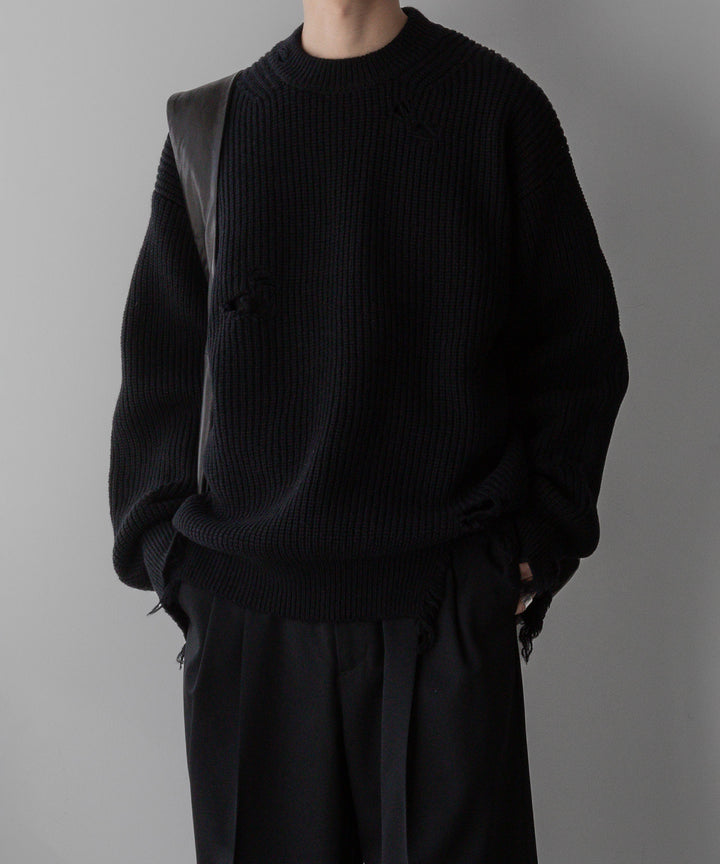stein(シュタイン)の24SSコレクションMILLED DAMAGE KNIT LSのBLACK 公式通販サイトsession福岡セレクトショップ