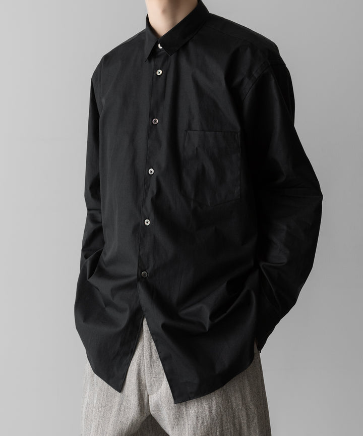 【INTÉRIM】    VINTAGE COTTON POPLIN L/S REGULAR COLLAR SHIRT - BLACK