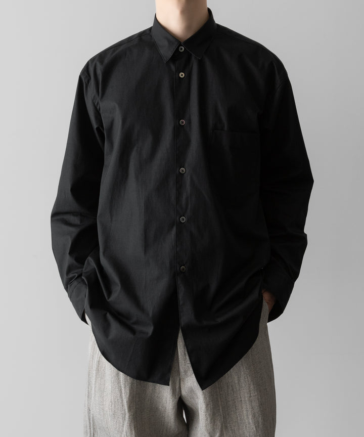 【INTÉRIM】    VINTAGE COTTON POPLIN L/S REGULAR COLLAR SHIRT - BLACK