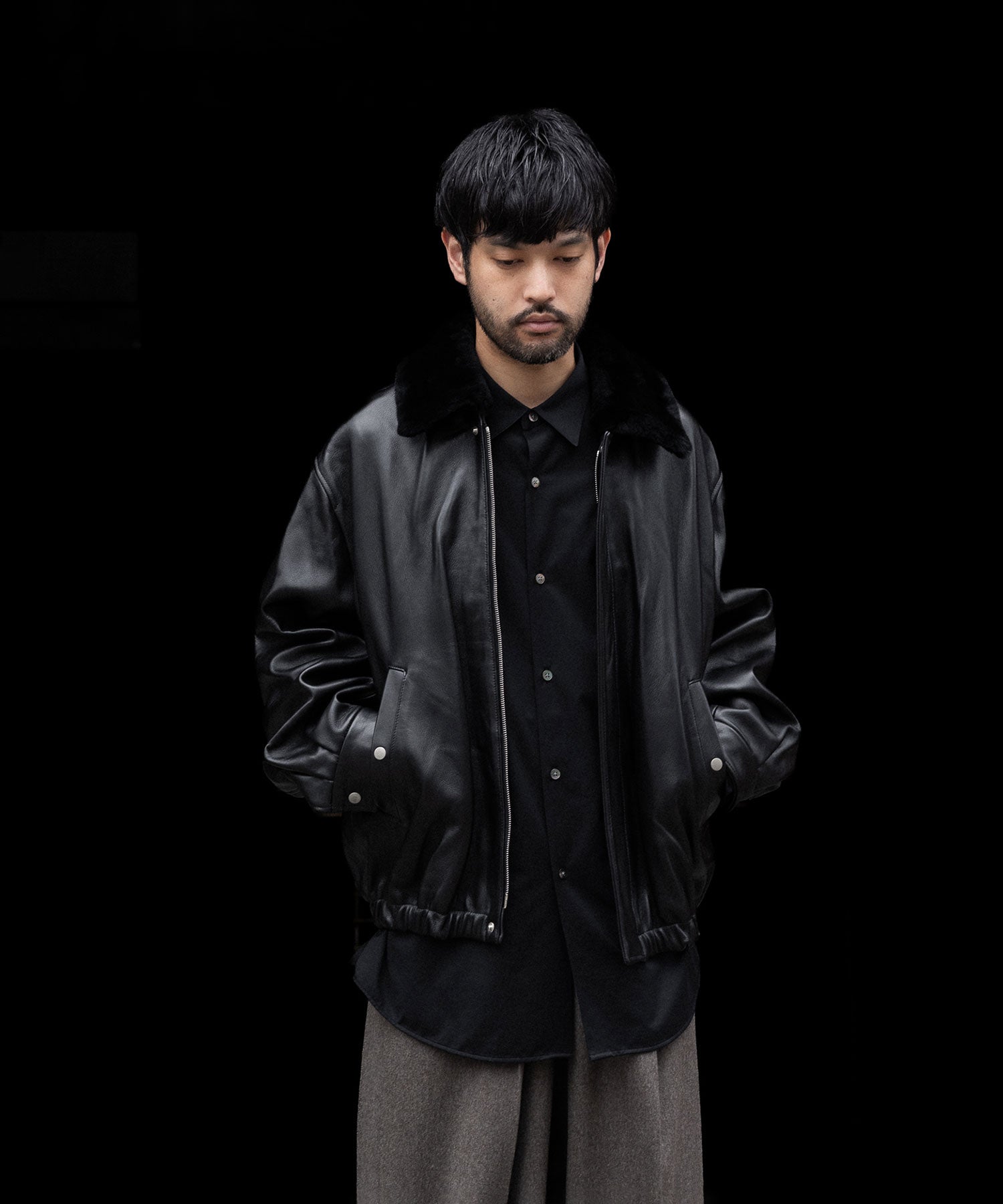 ssstein / シュタイン】MOUTON COLLAR SHEEP LEATHER ZIP JACKET