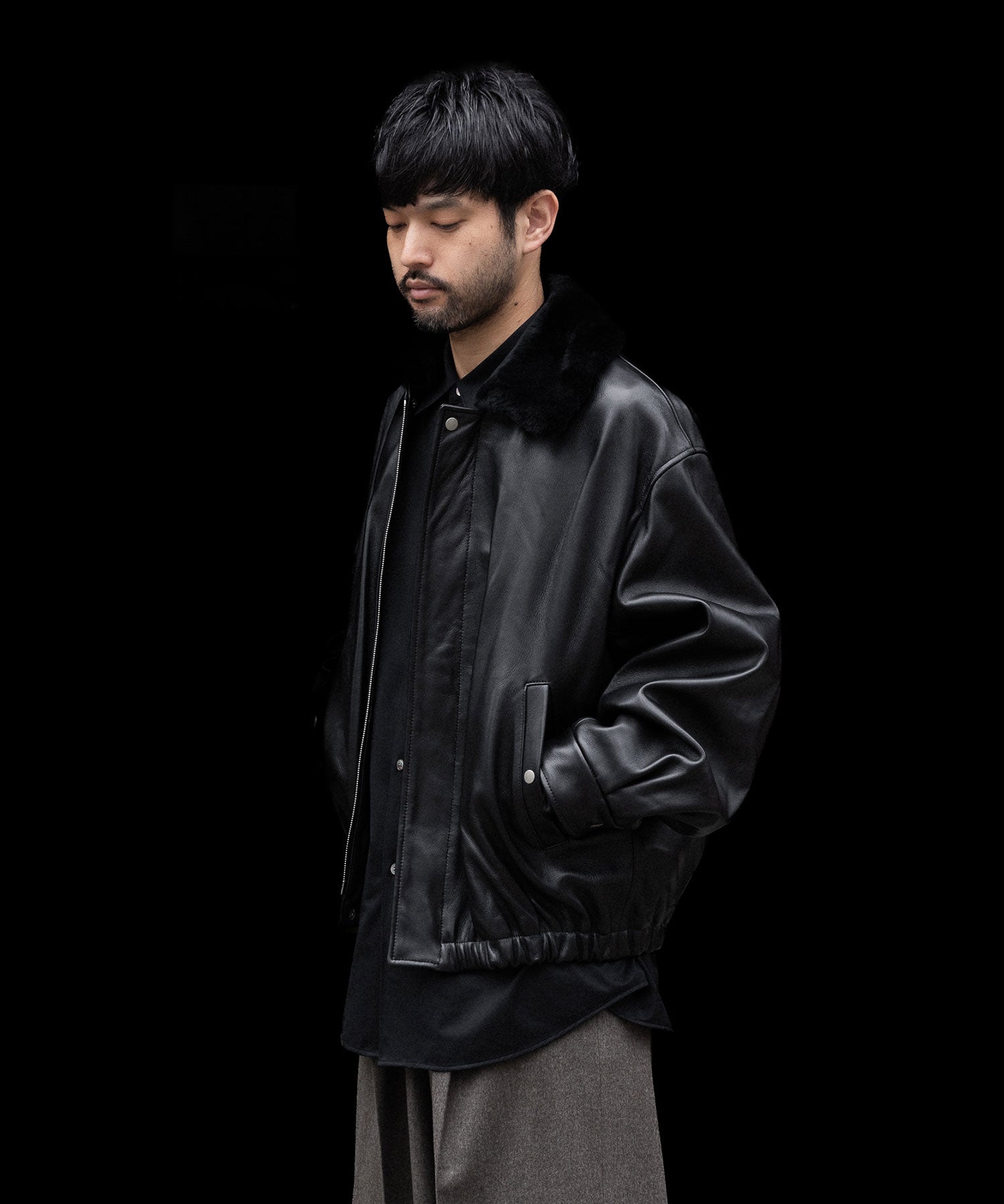 ssstein / シュタイン】MOUTON COLLAR SHEEP LEATHER ZIP JACKET
