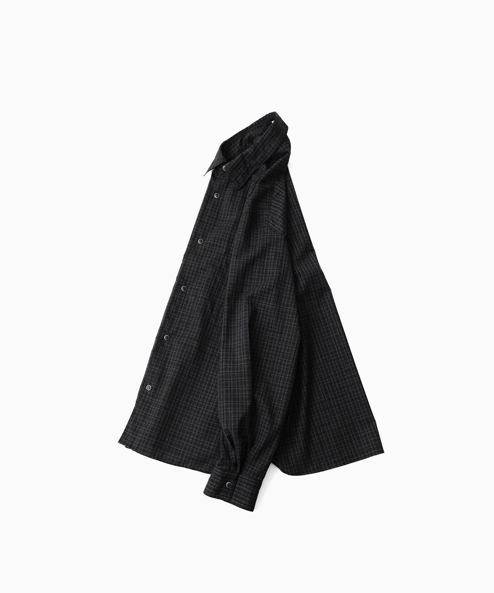 phebus- フィーバスのWOOL POLY TROPICAL SHIRTのDARK CHECK公式通販サイトsession福岡セレクトショップ