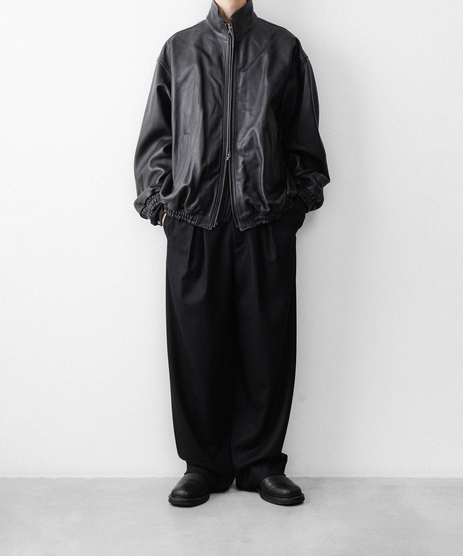 ssstein / シュタイン】SHEEP LEATHER STAND COLLAR JACKET - BLACK