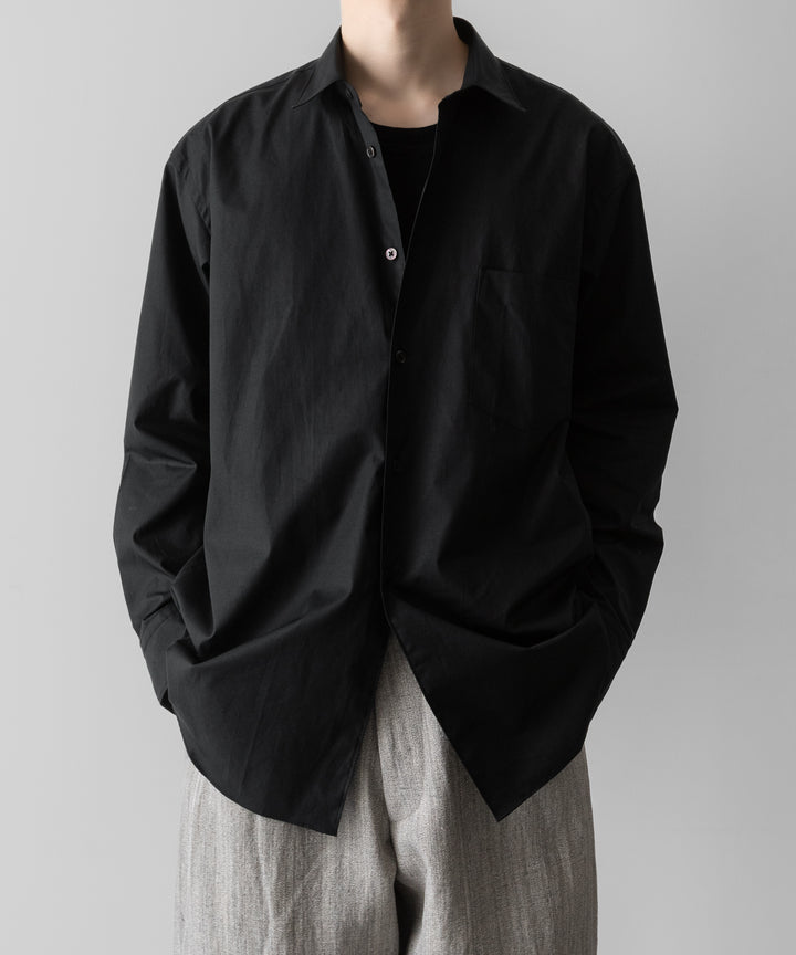 【INTÉRIM】    VINTAGE COTTON POPLIN L/S REGULAR COLLAR SHIRT - BLACK