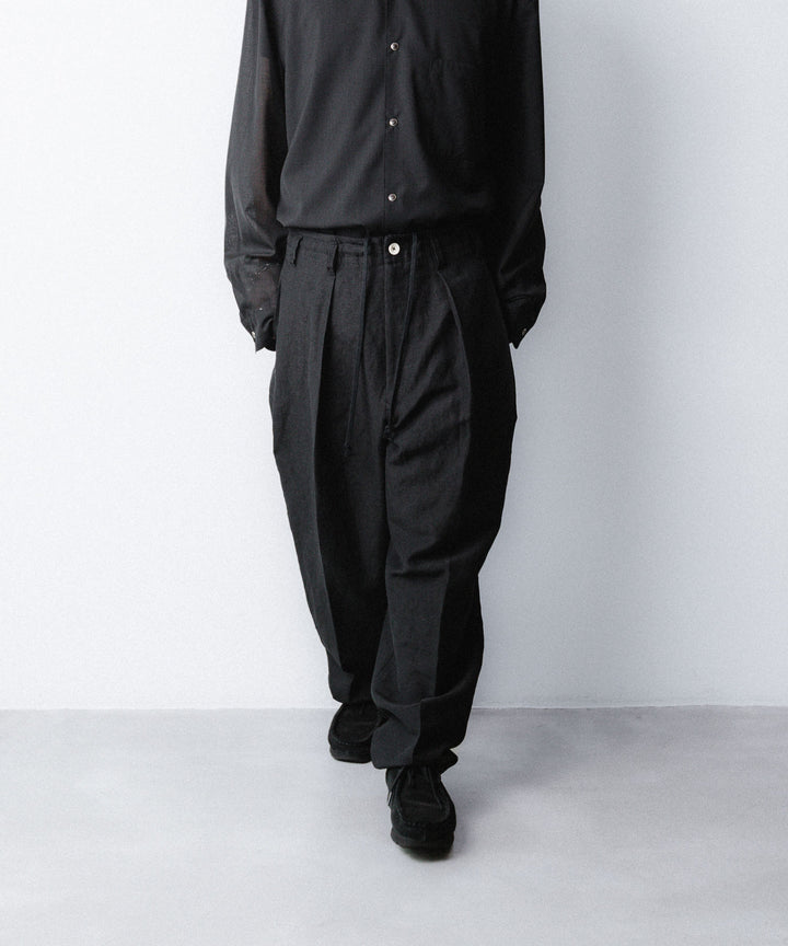 phebus- フィーバスのWOOL LINEN WIDE TAPERED PANTSのBLACK公式通販サイトsession福岡セレクトショップ