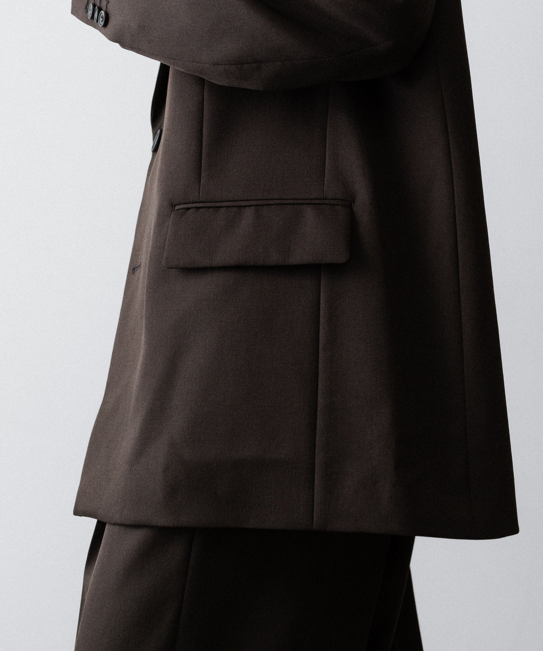 【ssstein】OVERSIZED SINGLE BREASTED JACKET (2/60 WOOL GABARDINE) - MILITARY KHAKI