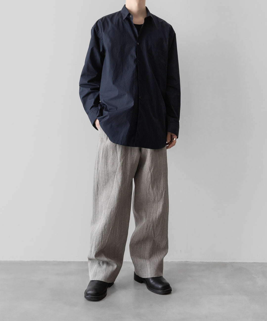 INTÉRIM(インテリム)のVINTAGE COTTON POPLIN L/S REGULAR COLLAR SHIRT - D.BLUEの公式通販サイトsession福岡セレクトショップ