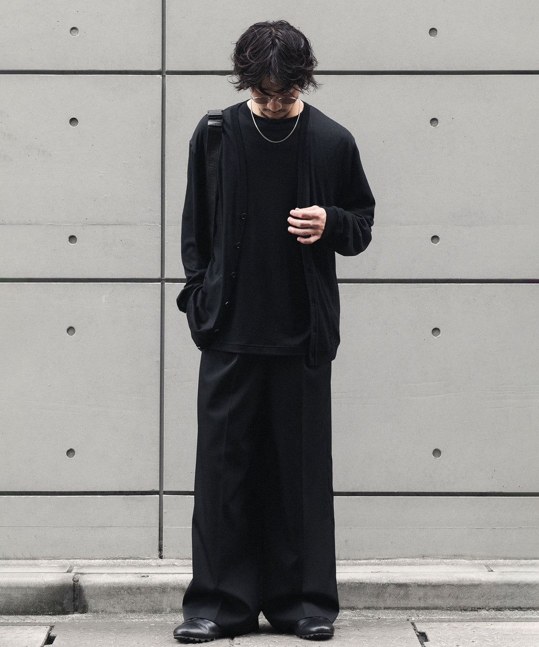 【ssstein】 LONG WIDE TROUSERS - BLACK