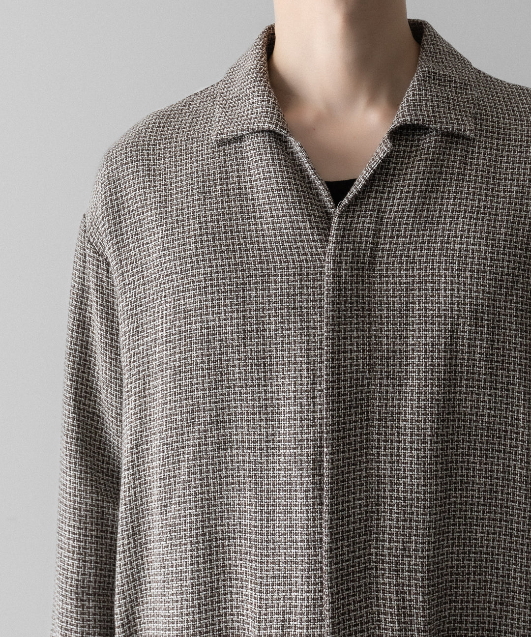 【INTÉRIM】   HYPER BIG VIRGIN WOOL LINEN BROWN MIX SHIRT JACKET - MIX