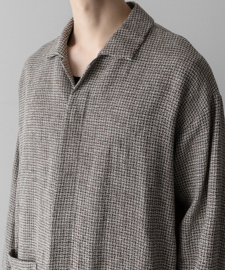 【INTÉRIM】   HYPER BIG VIRGIN WOOL LINEN BROWN MIX SHIRT JACKET - MIX