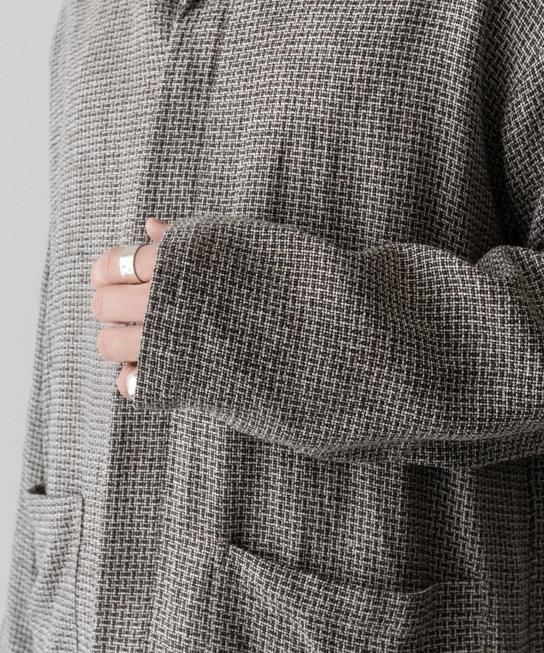 【INTÉRIM】   HYPER BIG VIRGIN WOOL LINEN BROWN MIX SHIRT JACKET - MIX