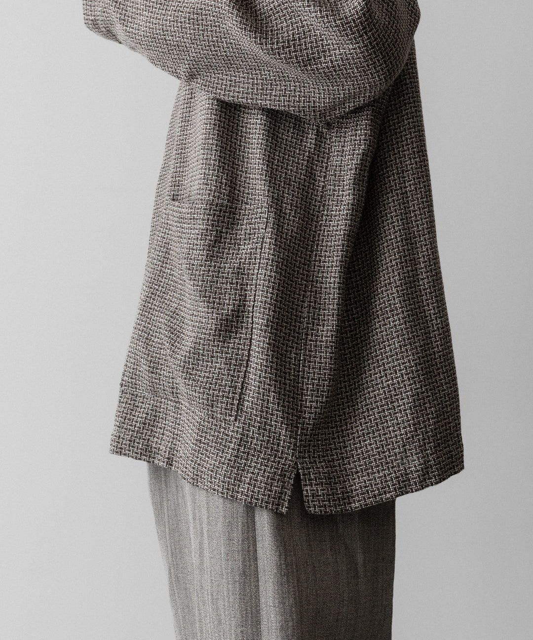 【INTÉRIM】   HYPER BIG VIRGIN WOOL LINEN BROWN MIX SHIRT JACKET - MIX