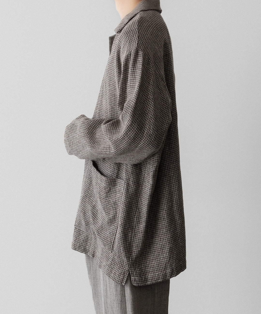 【INTÉRIM】   HYPER BIG VIRGIN WOOL LINEN BROWN MIX SHIRT JACKET - MIX