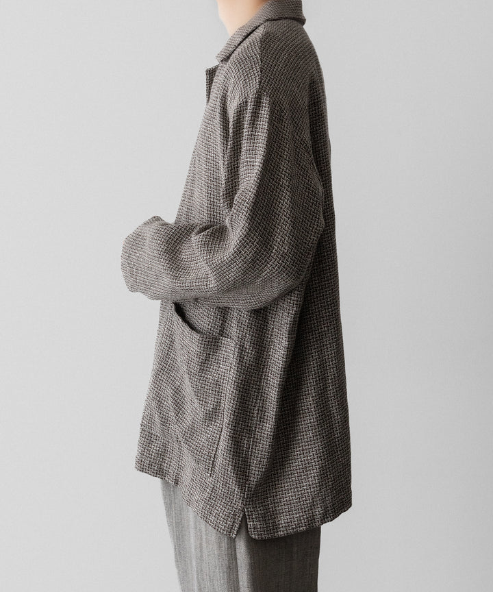 【INTÉRIM】   HYPER BIG VIRGIN WOOL LINEN BROWN MIX SHIRT JACKET - MIX